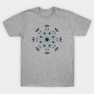 Nordic Inspired Folk Art Snowflake Wheel T-Shirt